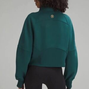 Lululemon Scuba oversized 1/2 Zip funnel neck Cropped Storm Teal/Gold size XS/S